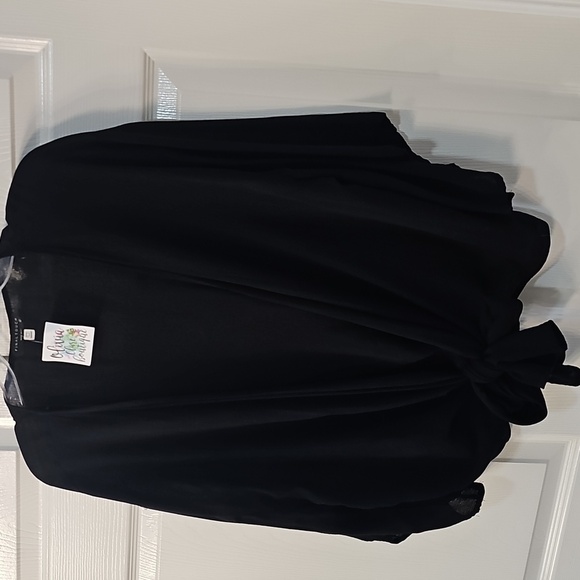 NWT Final Touch Front Tie Open Lightweight Cardigan Size L Black - Picture 2 of 7